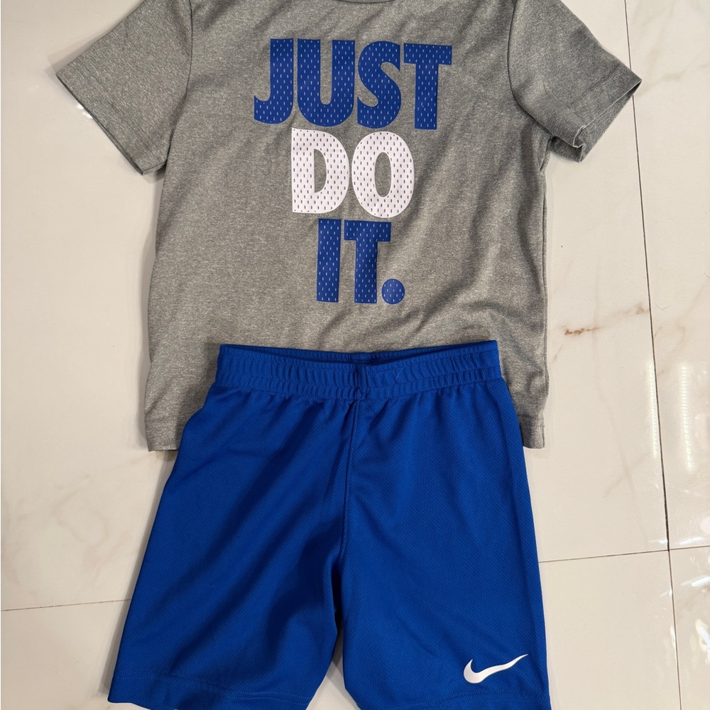 Nike Gray Tee and Blue Shorts Set